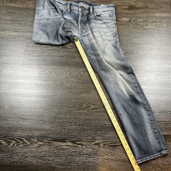 Diesel Safado Jeans Mens 31x30 Medium Wash Distressed Slim Straight Button Fly - Picture 10 of 16